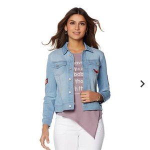 Sheryl Crow Denim Jean Jacket Military Patches S